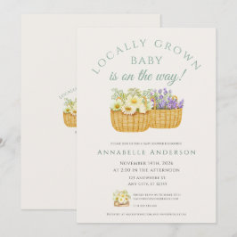 Invitación Elegante Fiesta de Bebé Floral Local Neutral