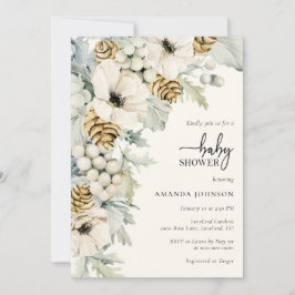 Invitación Elegante Fiesta de Bebé Floral Moderna