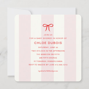 Invitación Elegante Fiesta de Bebé Moderna Coquette Rosa