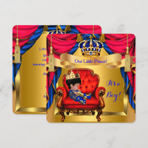 Invitación Elegante Fiesta de Bebé Niño Príncipe Azul Real Ro