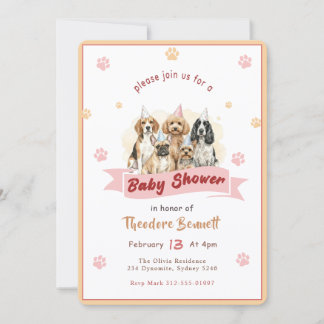 Invitación Elegante fiesta de bebé para amantes de cachorros