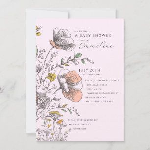 Invitación Elegante Fiesta de Bienvenida de Flor Silvestre Rú