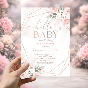 Invitación Elegante Fiesta de Bienvenida para Bebé con Floral