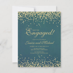 Invitación Elegante fiesta de boda de compromiso con brillo d