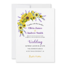 Elegante fiesta de boda de girasoles y lavanda vin
