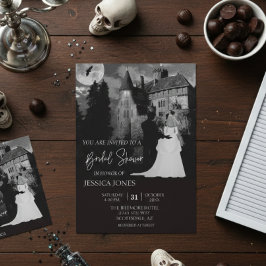 Invitación Elegante fiesta de boda de Halloween Mansión Octub