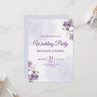Invitación Elegante fiesta de boda morada floral