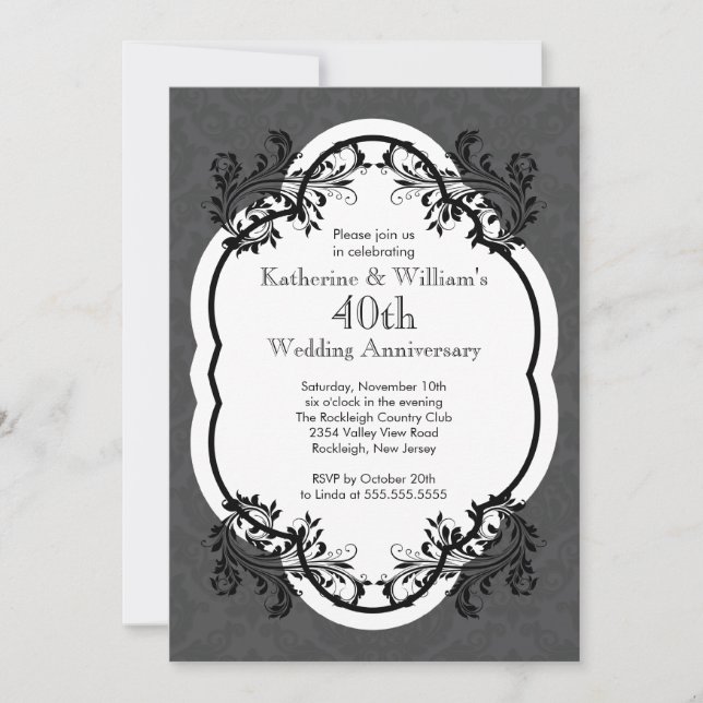 Invitación Elegante Fiesta de Bodas de Aniversario con Estilo (Anverso)