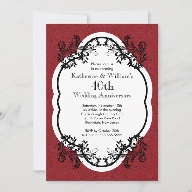 Invitación Elegante Fiesta de Bodas de Aniversario con Estilo (Anverso)