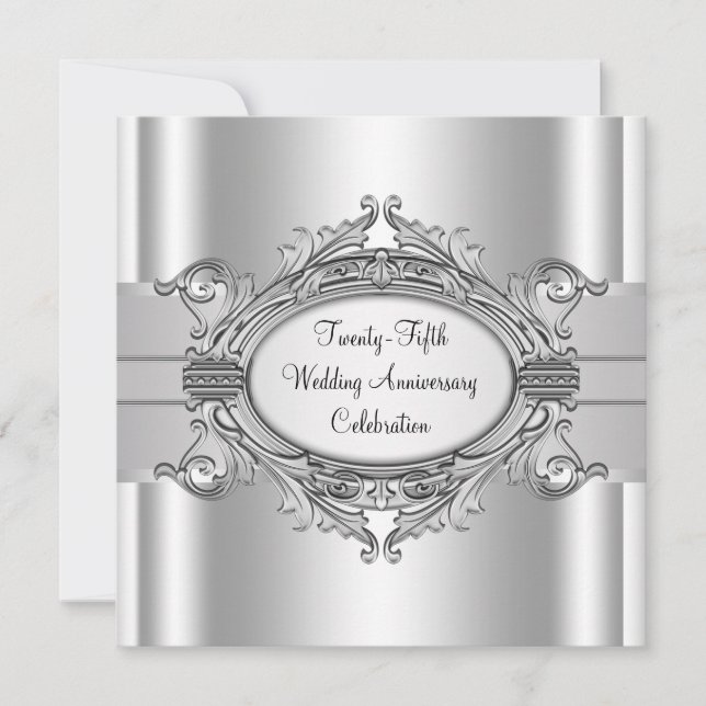 Invitación Elegante Fiesta de Bodas de Plata por el 25 Aniver (Anverso)
