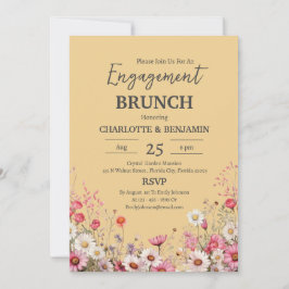 Invitación Elegante Fiesta de brunch de compromiso floral de