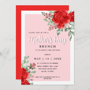 Invitación Elegante Fiesta de brunch del día de la madre flor