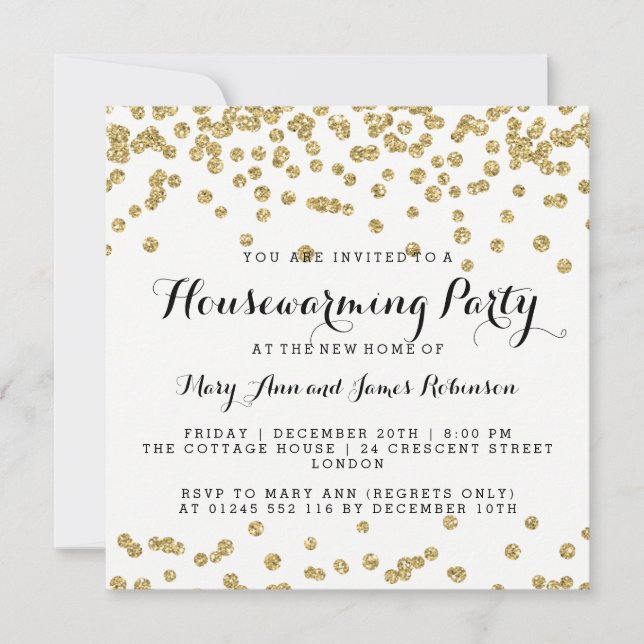 Invitación Elegante Fiesta de Calentamiento de Casa Purpurina (Anverso)