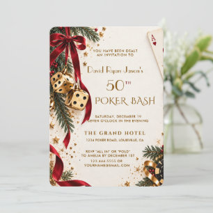 Invitación Elegante fiesta de Casino de Navidad para Cumpleañ