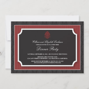 Invitación Elegante fiesta de cena de Damasco (maroon)