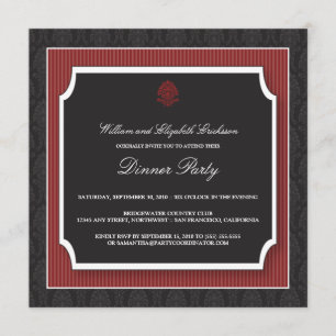 Invitación Elegante fiesta de cena de Damasco (maroon)