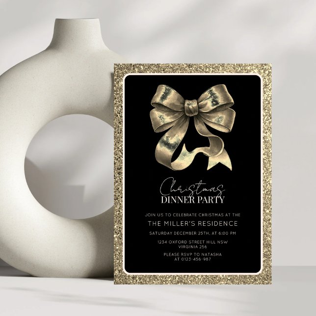Invitación Elegante Fiesta de cena de Navidades de Black y Go (Subido por el creador)