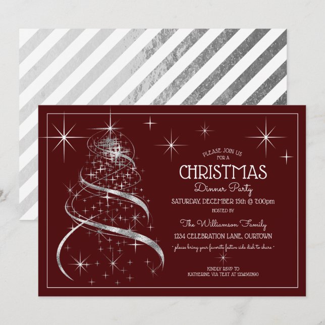 Invitación Elegante Fiesta de cena de Navidades de verano pla (Anverso / Reverso)