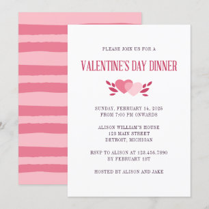 Invitación Elegante Fiesta de cena de San Valentín de dos cor