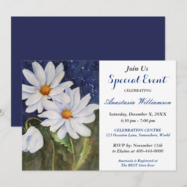 INVITACIÓN ELEGANTE FIESTA DE CENAS INVITADO (Anverso / Reverso)
