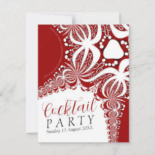 Invitación Elegante fiesta de cóctel de batik rojo y blanco