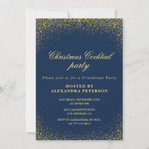 Invitación Elegante fiesta de cóctel de Navidad dorado glamou