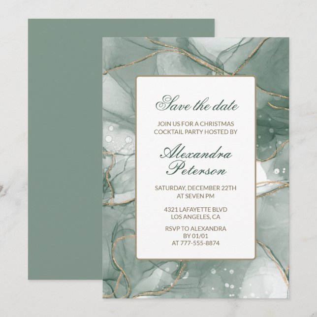 Invitación Elegante fiesta de cóctel de Navidad, guarde la fe (Anverso / Reverso)
