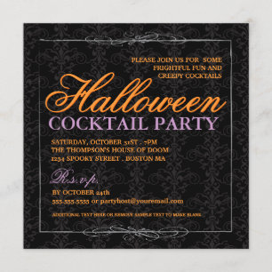 Invitación Elegante Fiesta de cócteles de Black Lace Hallowee