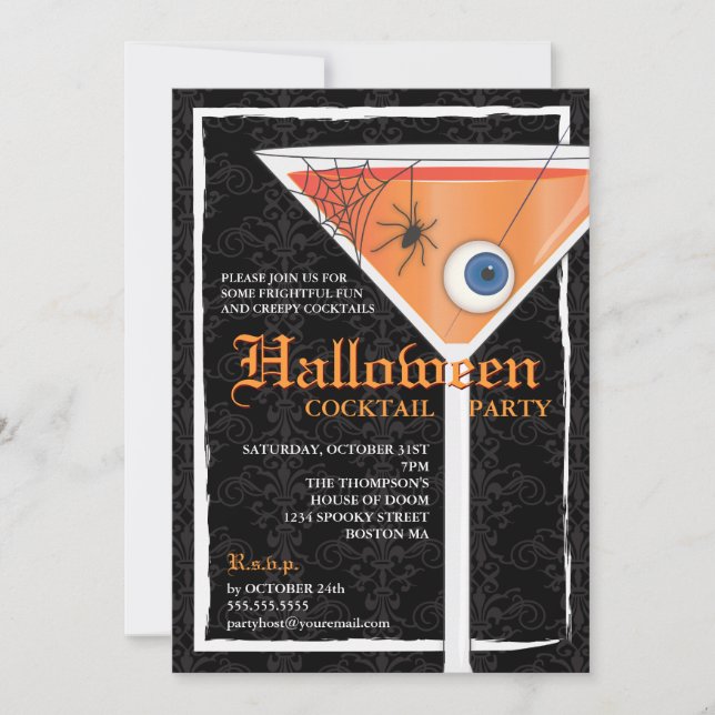 Invitación Elegante Fiesta de cócteles de Black Lace Hallowee (Anverso)