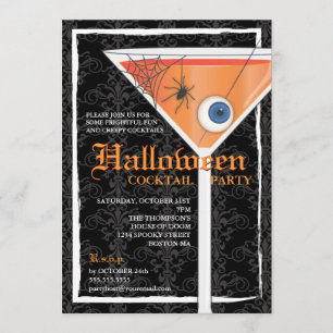 Invitación Elegante Fiesta de cócteles de Black Lace Hallowee