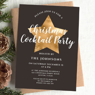 Invitación Elegante Fiesta de cócteles de Estrella Dorada Bro