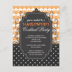 Invitación Elegante Fiesta de cócteles de Halloween en Damask