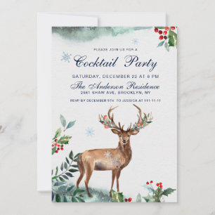 Invitación Elegante Fiesta de cócteles de los Navidades Holly