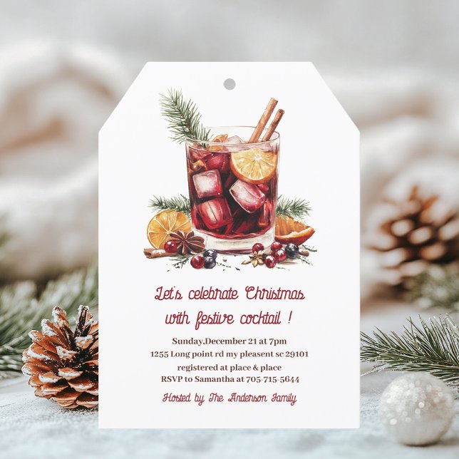 Invitación Elegante Fiesta de cócteles de los Navidades rojos (Subido por el creador)