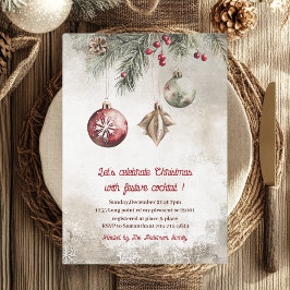 Invitación Elegante Fiesta de cócteles de los Navidades rojos