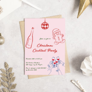 Invitación Elegante Fiesta de cócteles de Navidades con mano 