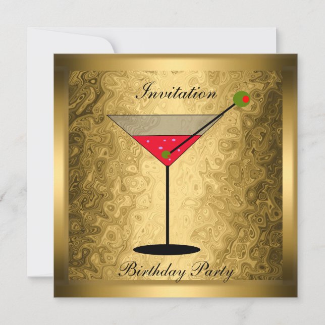 Invitación Elegante fiesta de cócteles de oro (Anverso)