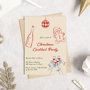 Invitación Elegante Fiesta de cócteles para Navidades de mano