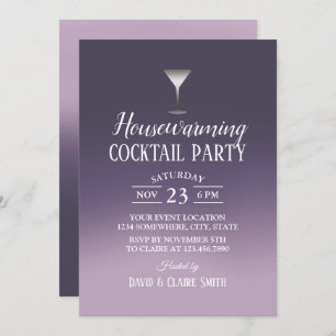 Invitación Elegante Fiesta de cócteles Purple Ombre