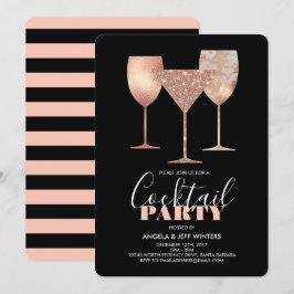 Invitación Elegante Fiesta de cócteles Purpurina Faux