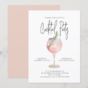 Invitación Elegante Fiesta de cócteles Rosa