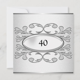 Invitación Elegante Fiesta de color negro plateado 40 cumplea