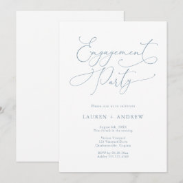 Invitación Elegante fiesta de compromiso azul turbio