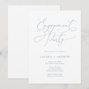 Invitación Elegante fiesta de compromiso azul turbio