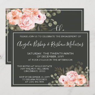 Invitación Elegante fiesta de compromiso botánico de Rubor fl
