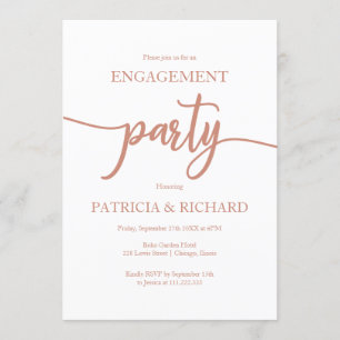 Invitación Elegante fiesta de compromiso con caligrafía en ro