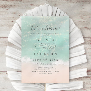 Invitación Elegante fiesta de compromiso con la playa del océ