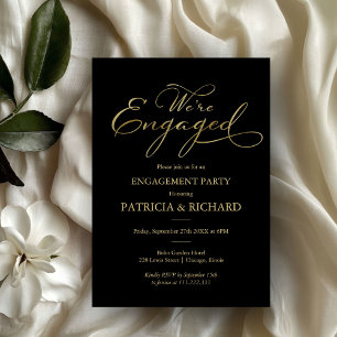 Invitación Elegante Fiesta de Compromiso con Letra en Hoja de