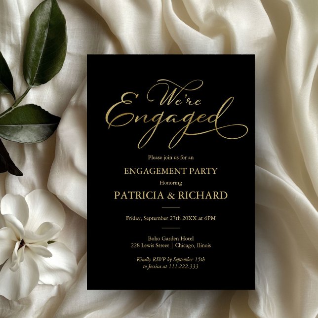 Invitación Elegante Fiesta de Compromiso con Letra en Hoja de (Subido por el creador)