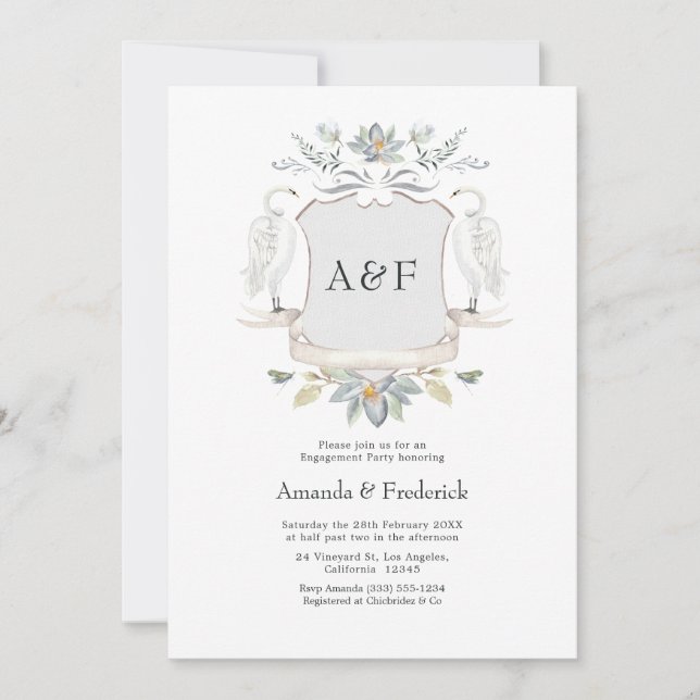 Invitación Elegante fiesta de compromiso de boda en el lago S (Anverso)